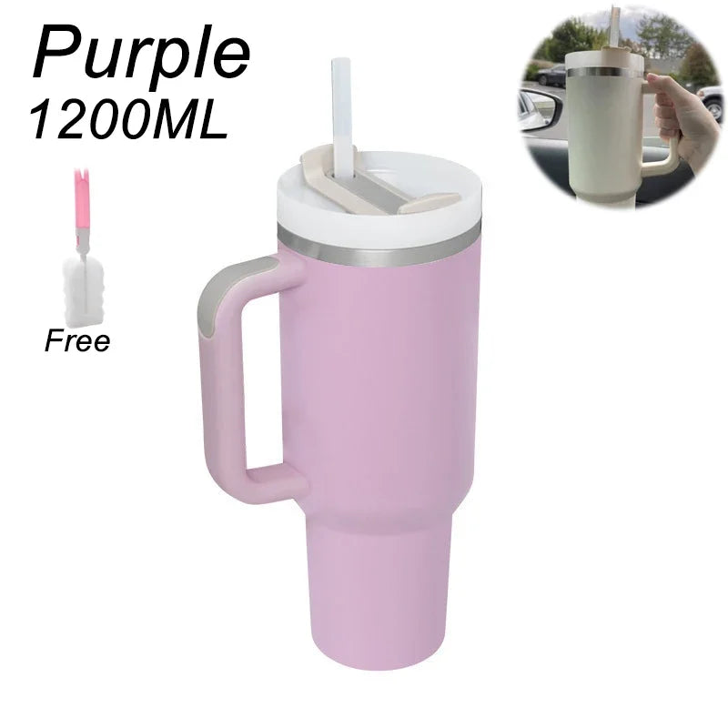 Bicchiere isolato con manico cannuccia tazza sottovuoto in acciaio inossidabile da 1200ml Quencher 2.0 tazza termica per bevande al caffè caldo e freddo