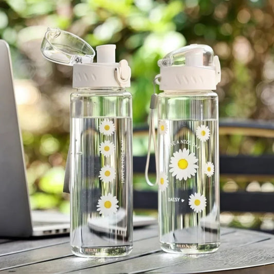 Borraccia sportiva trasparente da 780 ml con margherita