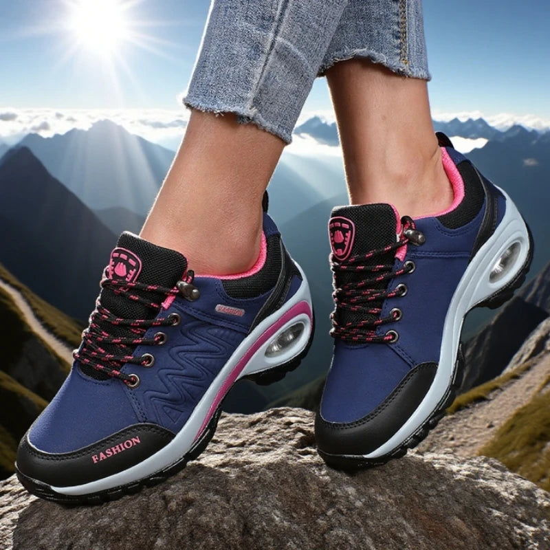 Scarpe con plateau da donna Scarpe da trekking da esterno di colore classico impermeabili Scarpe da ginnastica da donna da campeggio basse casual antiscivolo alla moda