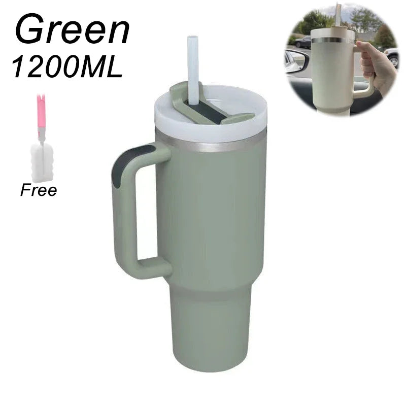 Bicchiere isolato con manico cannuccia tazza sottovuoto in acciaio inossidabile da 1200ml Quencher 2.0 tazza termica per bevande al caffè caldo e freddo