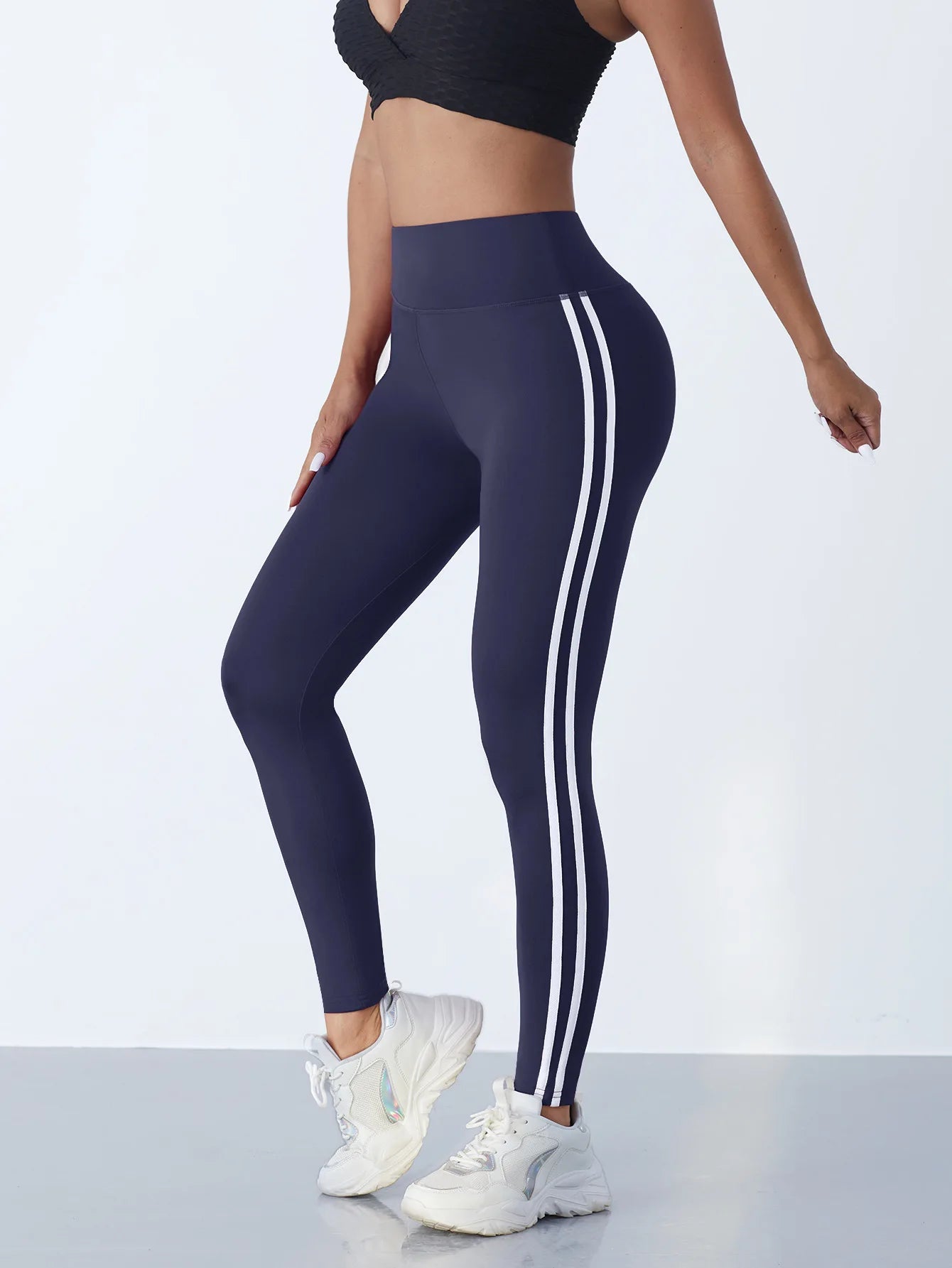 Leggings Yoga Donna Premium | Vita Alta Modellante & Strisce Laterali Eleganti
