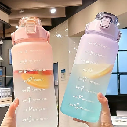 Borraccia sportiva 2L con cannuccia e indicatore del tempo