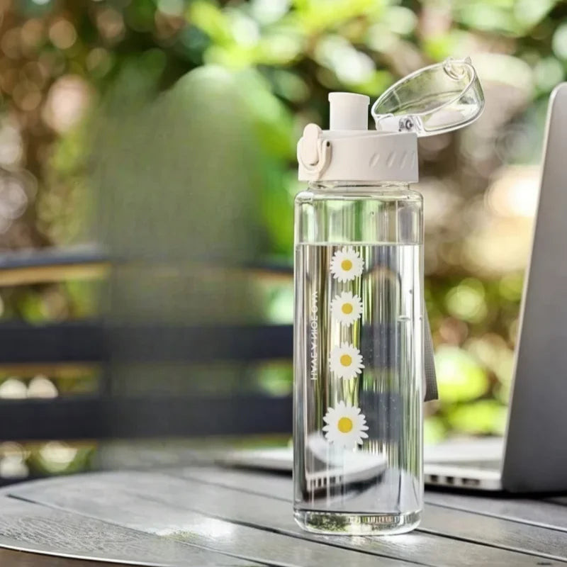 Borraccia sportiva trasparente da 780 ml con margherita