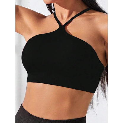 Top sportivo senza cuciture slim fit incrociato