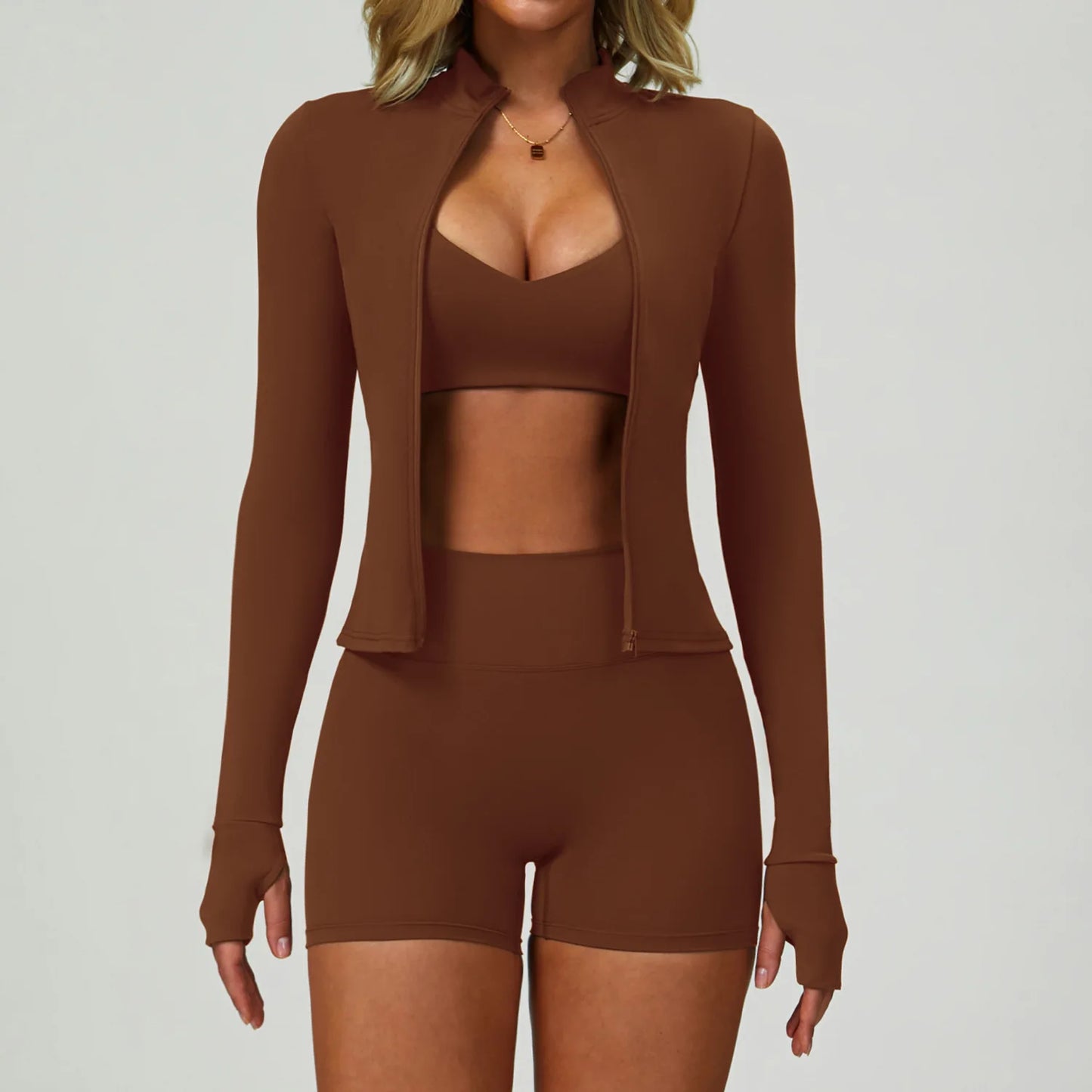 Completo Fitness 3 Pezzi Donna Vita Alta