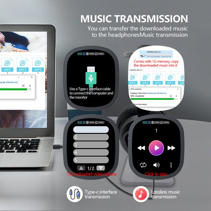 Siindoo Cuffia wireless con touch screen a colori staccabile JH-822Plus Assistente AI Funzione di traduzione chat intelligente BT5.4