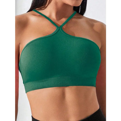 Top sportivo senza cuciture slim fit incrociato