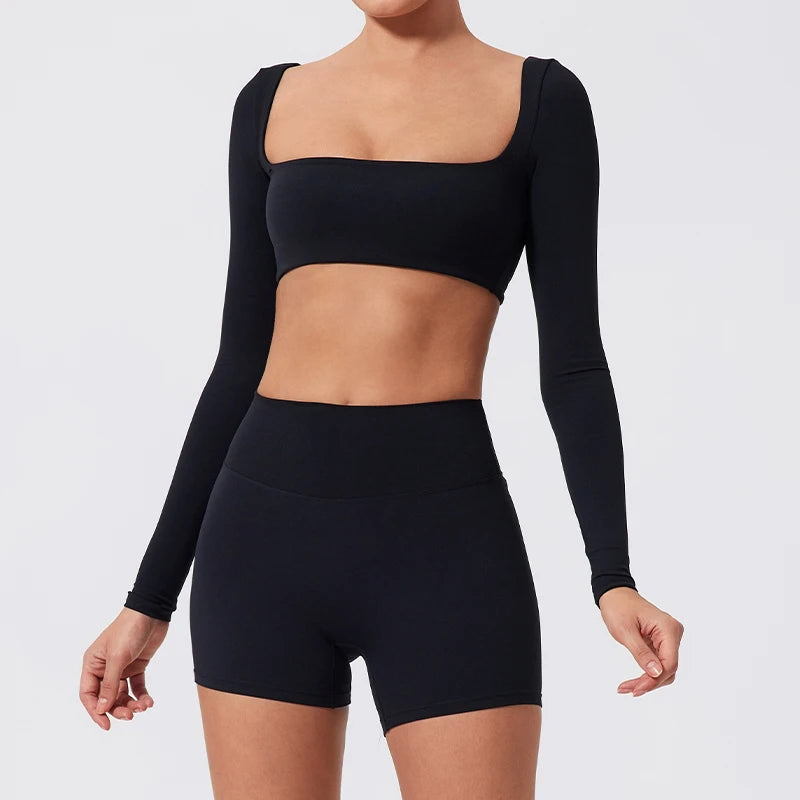 Top Sportivo Donna Push-Up a Maniche Lunghe