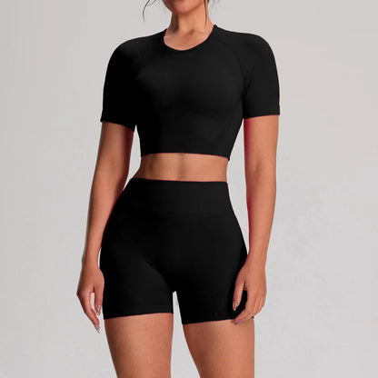 Completo 2 pezzi da palestra da donna con shorts