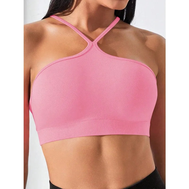 Top sportivo senza cuciture slim fit incrociato