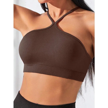 Top sportivo senza cuciture slim fit incrociato