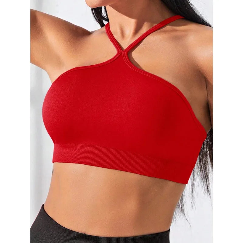 Top sportivo senza cuciture slim fit incrociato