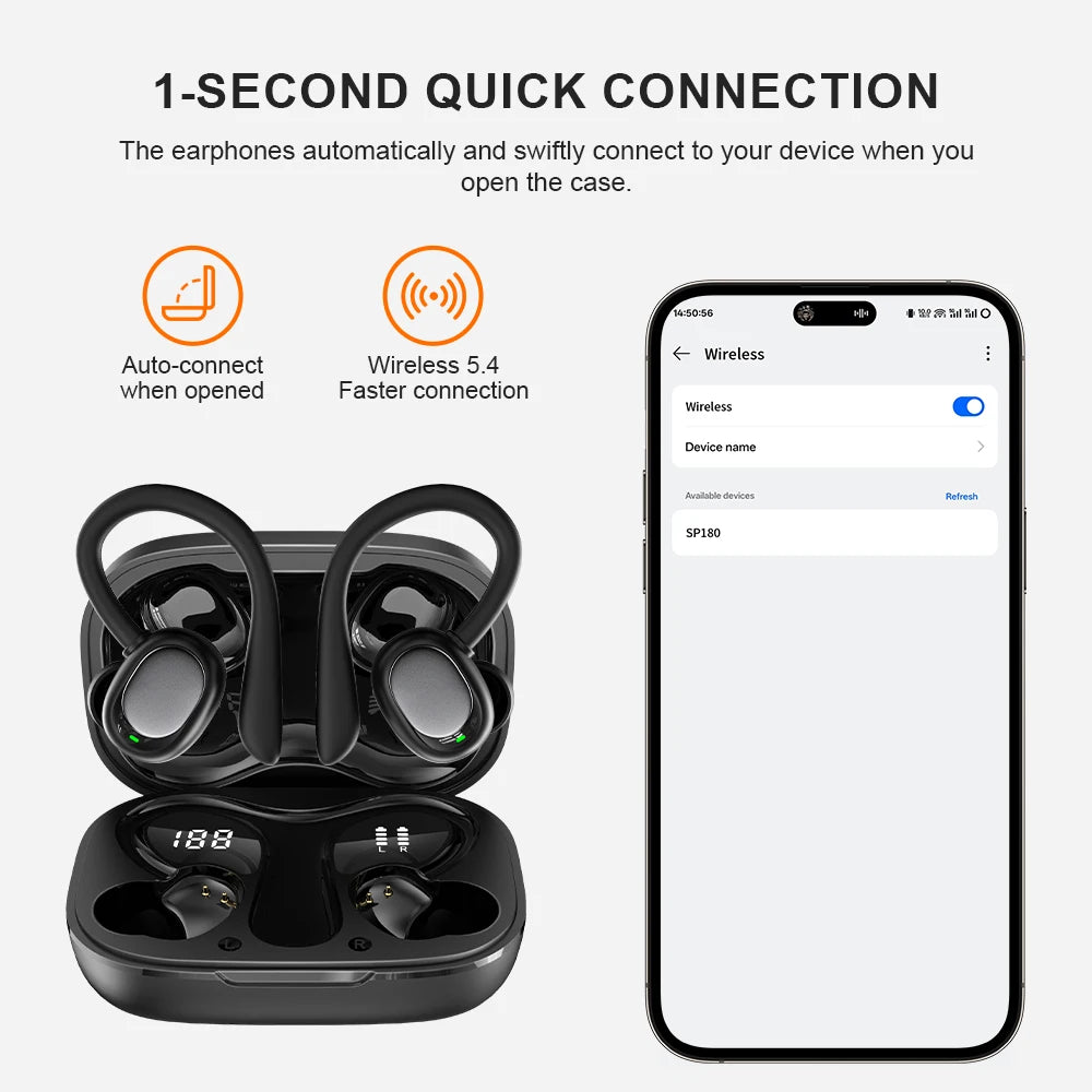 Cuffie True Wireless originali Sony SP180 Auricolari Bluetooth Cuffie con gancio per l'orecchio Cuffie per musica sportiva HiFi con microfono