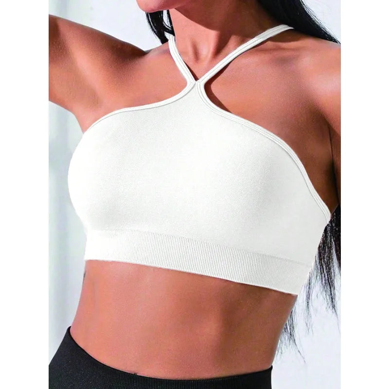 Top sportivo senza cuciture slim fit incrociato