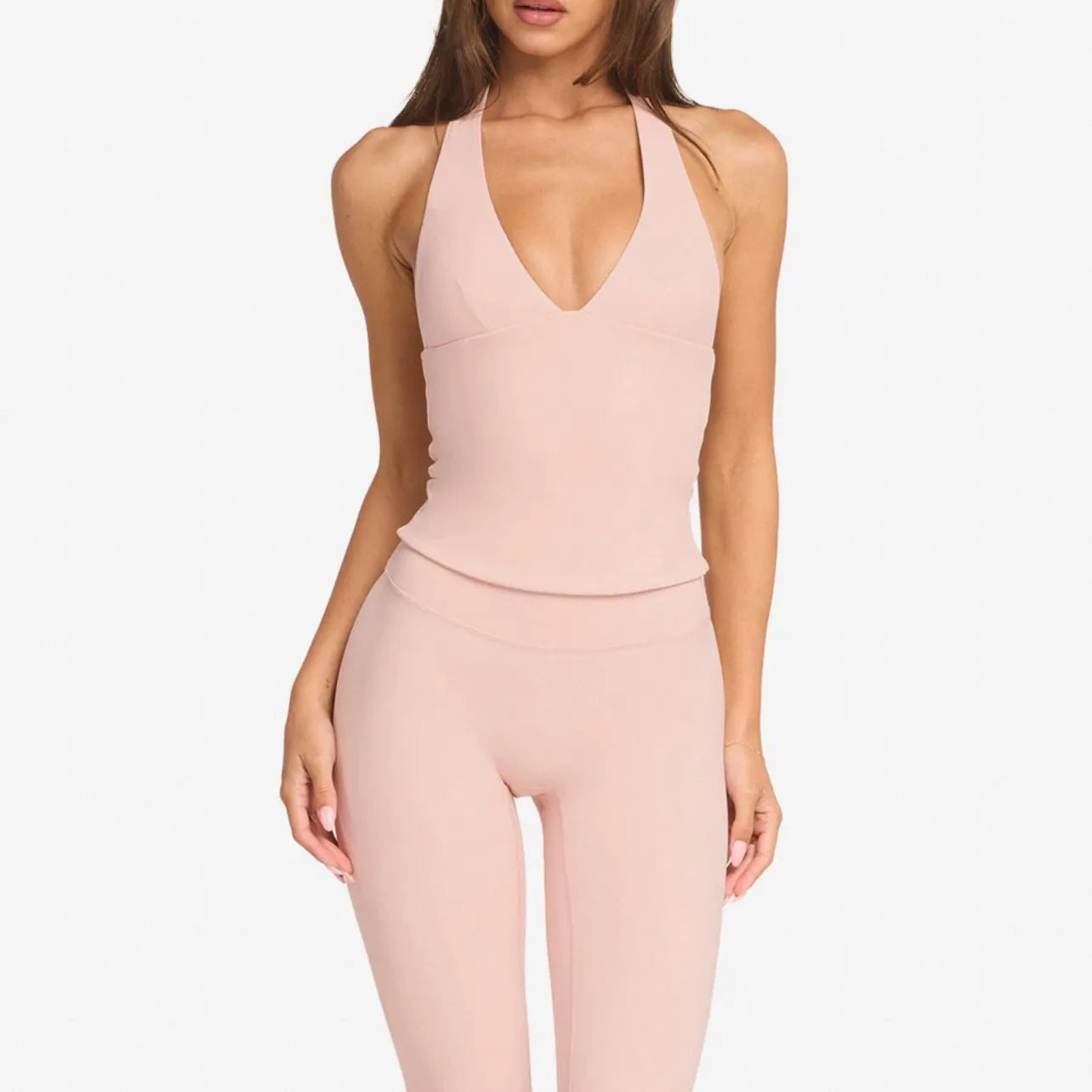 Top Sportivo Donna con Scollo a V e Reggiseno Integrato