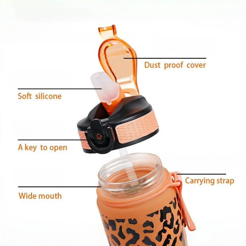 Borraccia sportiva 1L leopardata antigoccia