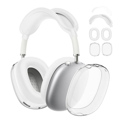 Custodia trasparente 4 in 1 in Silicone + TPU custodia antiurto per auricolari auricolari fodera per fascia cuscino per l'orecchio/protezione per paraorecchie per AirPods Max
