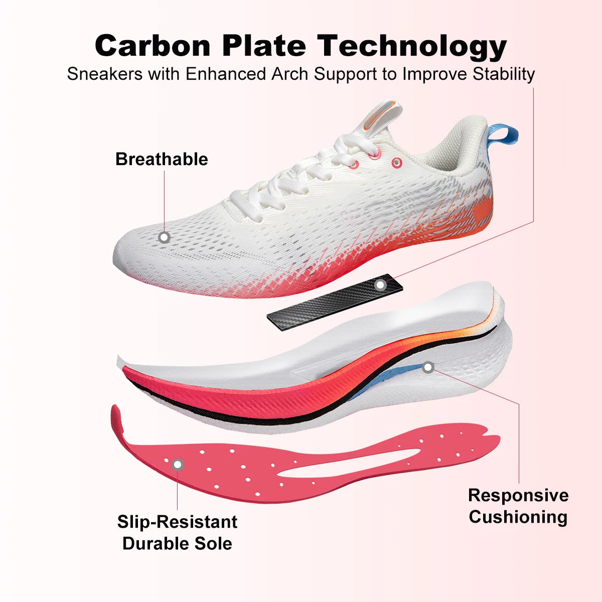 Scarpe da corsa professionali Baasploa Donna Sciarpa sportiva anti-scivolo con fodera in fibra di carbonio all'esterno