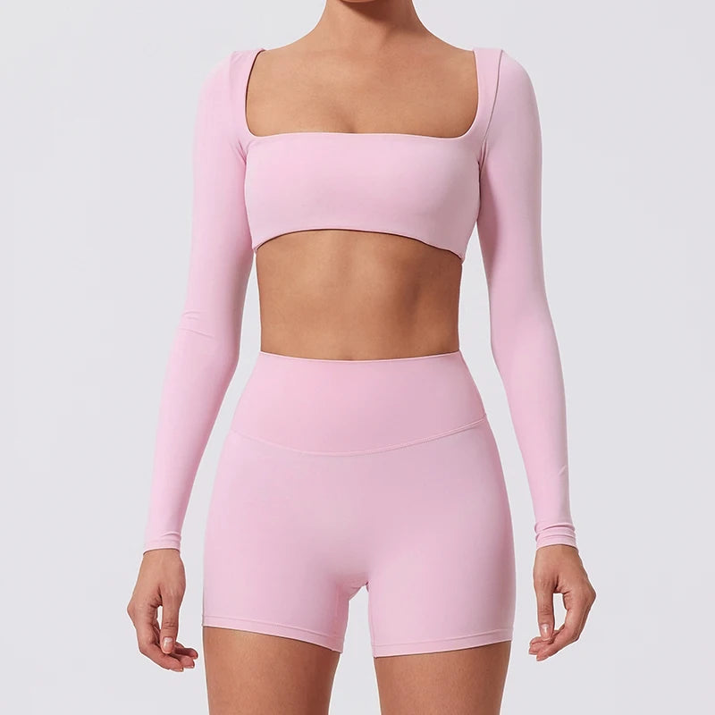 Top Sportivo Donna Push-Up a Maniche Lunghe
