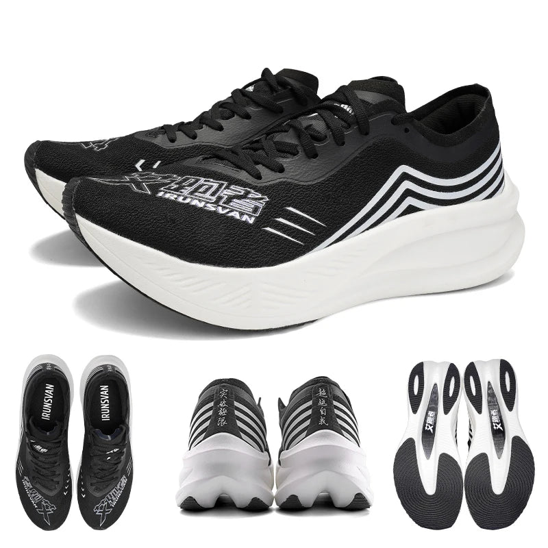 IRUNSVAN 1.0 scarpe da corsa ammortizzanti traspiranti per maratona con piastra in carbonio a palmo pieno di nylon per allenamento sportivo professionale