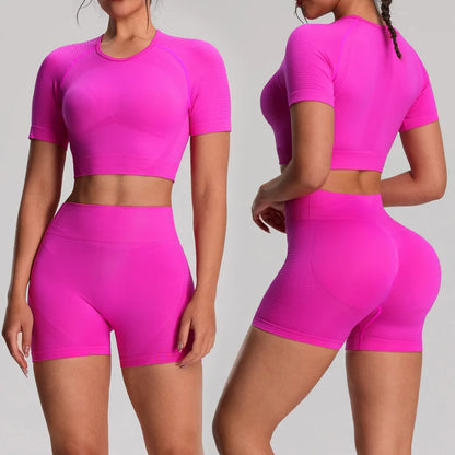 Completo 2 pezzi da palestra da donna con shorts