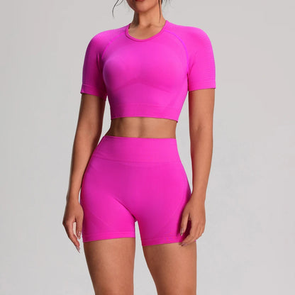Completo 2 pezzi da palestra da donna con shorts