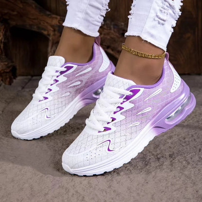 Sneaker Passeggio scarpa da donna Moda da donna Cuscino d'aria Mesh Traspirante Scarpe da tennis sportive Suola con cuscino d'aria Parte superiore della scarpa sfumata