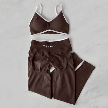 Completo Donna Senza Cuciture 2 Pezzi con Leggings Modellanti