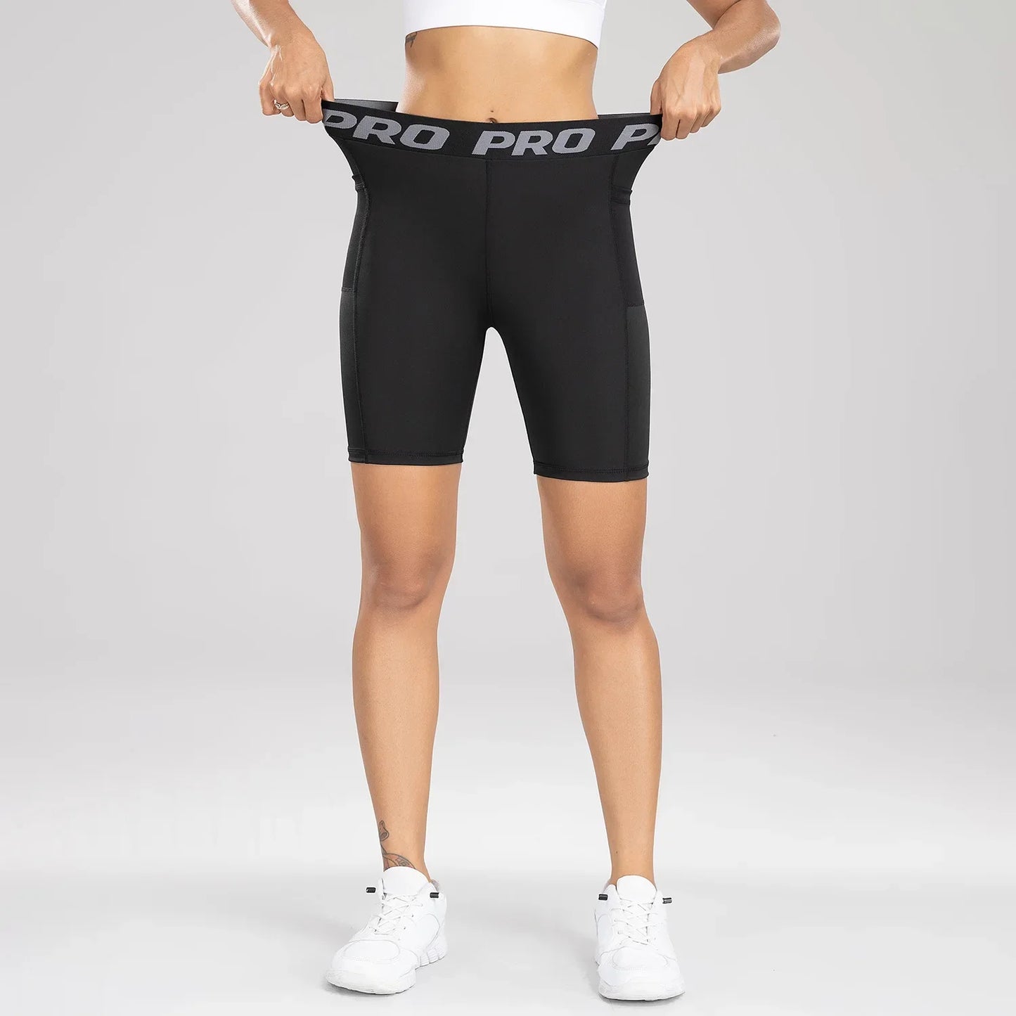 Pantaloncini fitness da donna push-up con tasca laterale