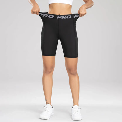 Pantaloncini fitness da donna push-up con tasca laterale