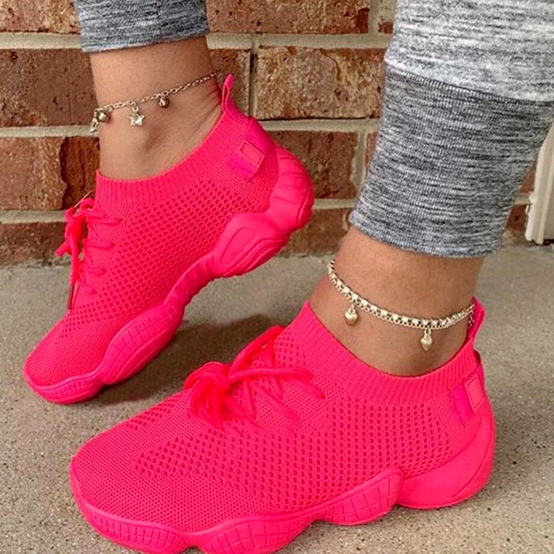 Sneakers da donna  scarpe da ginnastica traspiranti di nuova moda scarpe da ginnastica comode da donna tessuto a rete stringate calzature femminili scarpe da donna