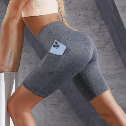 Pantaloncini sportivi a vita alta con tasca