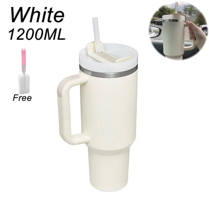 Bicchiere isolato con manico cannuccia tazza sottovuoto in acciaio inossidabile da 1200ml Quencher 2.0 tazza termica per bevande al caffè caldo e freddo