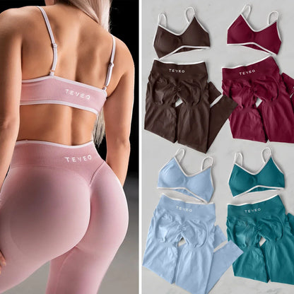 Completo Donna Senza Cuciture 2 Pezzi con Leggings Modellanti