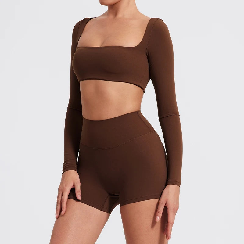 Top Sportivo Donna Push-Up a Maniche Lunghe