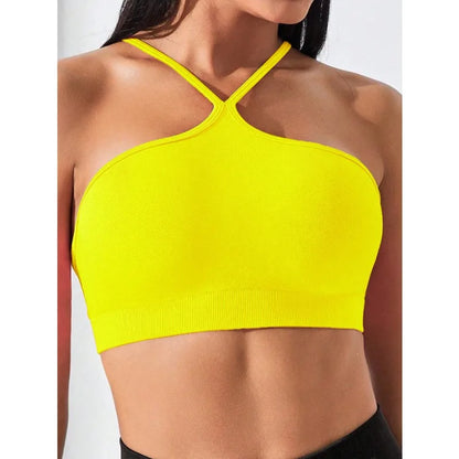 Top sportivo senza cuciture slim fit incrociato