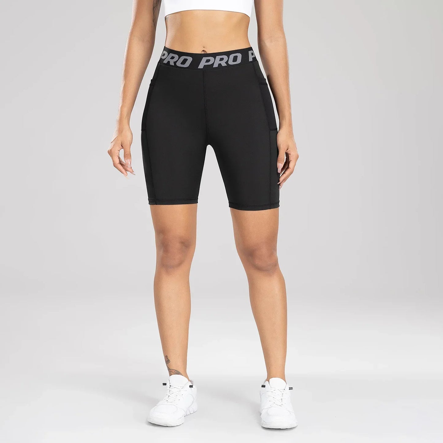 Pantaloncini fitness da donna push-up con tasca laterale