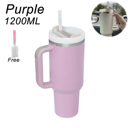 Bicchiere isolato con manico cannuccia tazza sottovuoto in acciaio inossidabile da 1200ml Quencher 2.0 tazza termica per bevande al caffè caldo e freddo