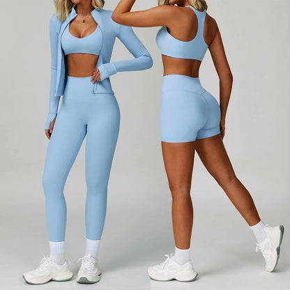 Completo Fitness 3 Pezzi Donna Vita Alta