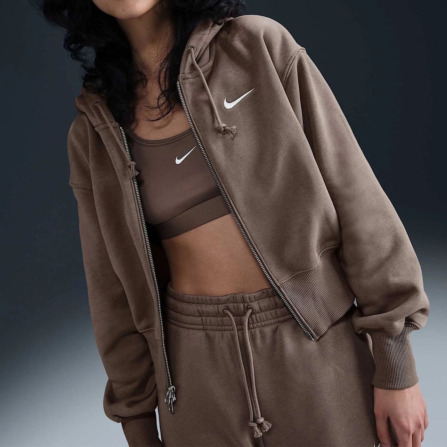 Giacca calda lavorata a maglia a vita corte da donna nuova ufficiale autentica autunno inverno Nike HJ0941-233