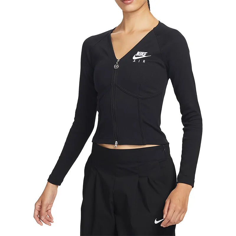 Felpa Nike ufficiale authentica Sportswear da donna a maniche lunghe con zip sul davanti FD2377-010