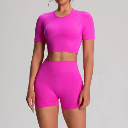 Completo 2 pezzi da palestra da donna con shorts