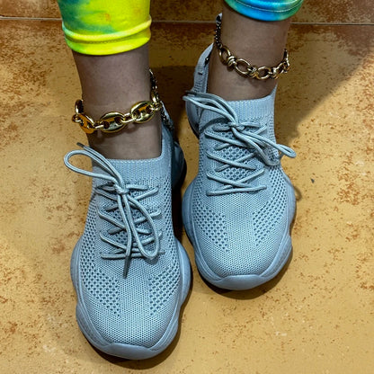 Sneakers da donna  scarpe da ginnastica traspiranti di nuova moda scarpe da ginnastica comode da donna tessuto a rete stringate calzature femminili scarpe da donna