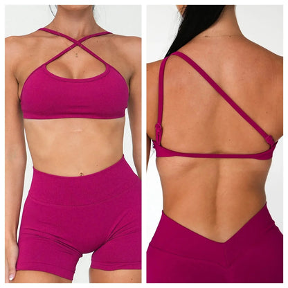 Soutien-gorge yoga senza cuciture con spalline convertibili