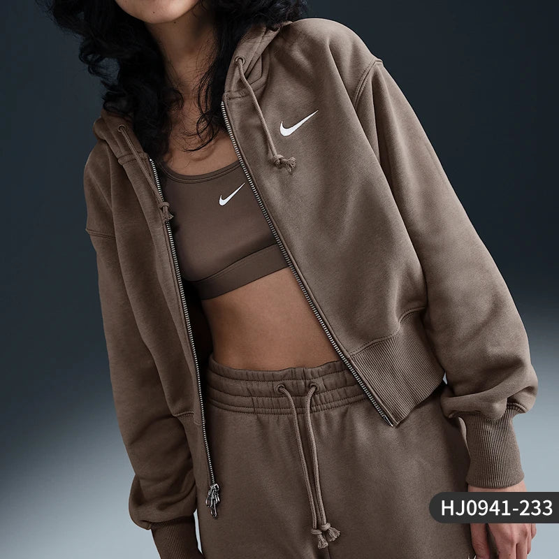Giacca calda lavorata a maglia a vita corte da donna nuova ufficiale autentica autunno inverno Nike HJ0941-233