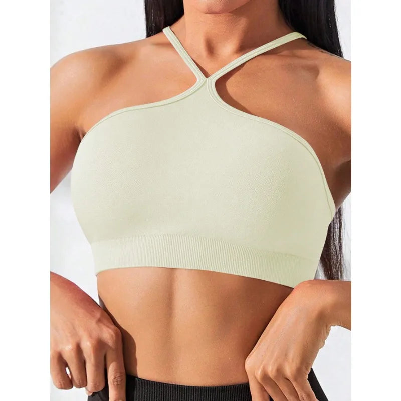 Top sportivo senza cuciture slim fit incrociato