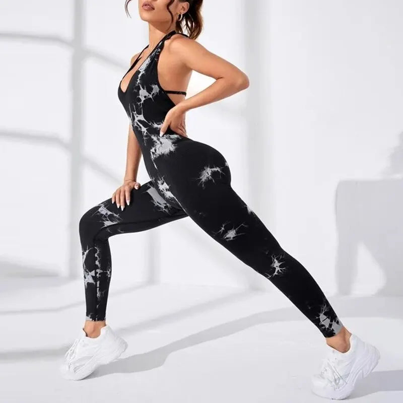 Tuta intera fitness senza maniche da donna