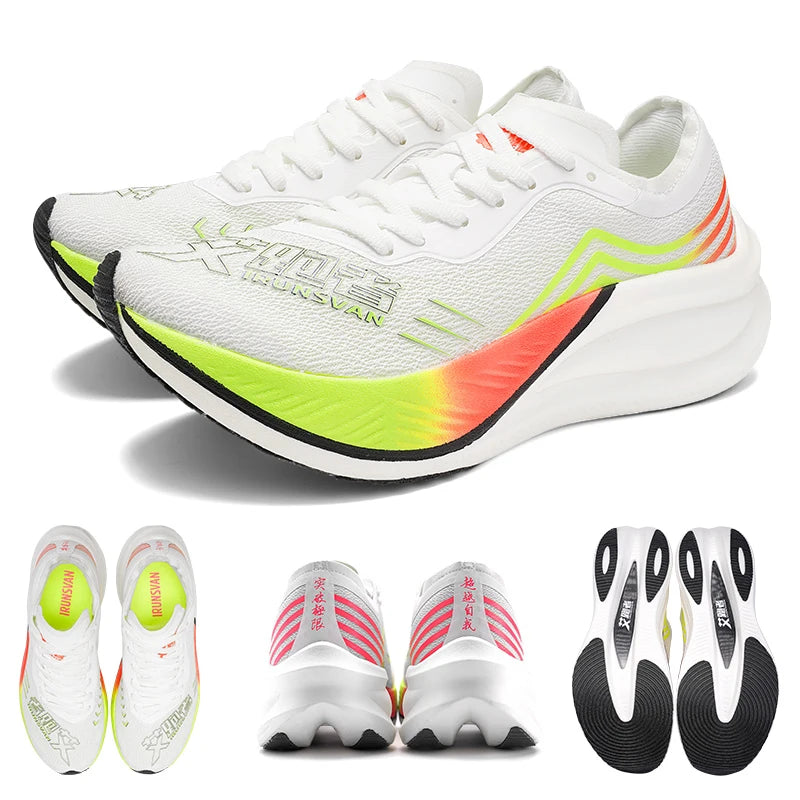 IRUNSVAN 1.0 scarpe da corsa ammortizzanti traspiranti per maratona con piastra in carbonio a palmo pieno di nylon per allenamento sportivo professionale