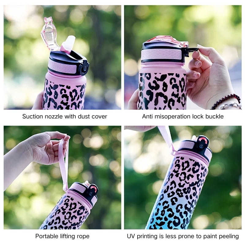 Borraccia sportiva 1L leopardata antigoccia